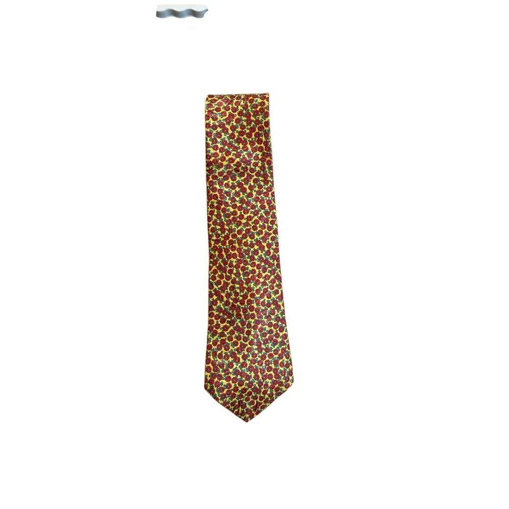 Countess Mara 100% silk, men’s vintage, yellow, green and red floral tie 57